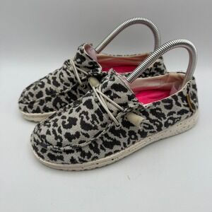 Hey Dude Wendy Woven Cheetah Grey Women's Size US 6 Loafers Slip‎ On Shoes
